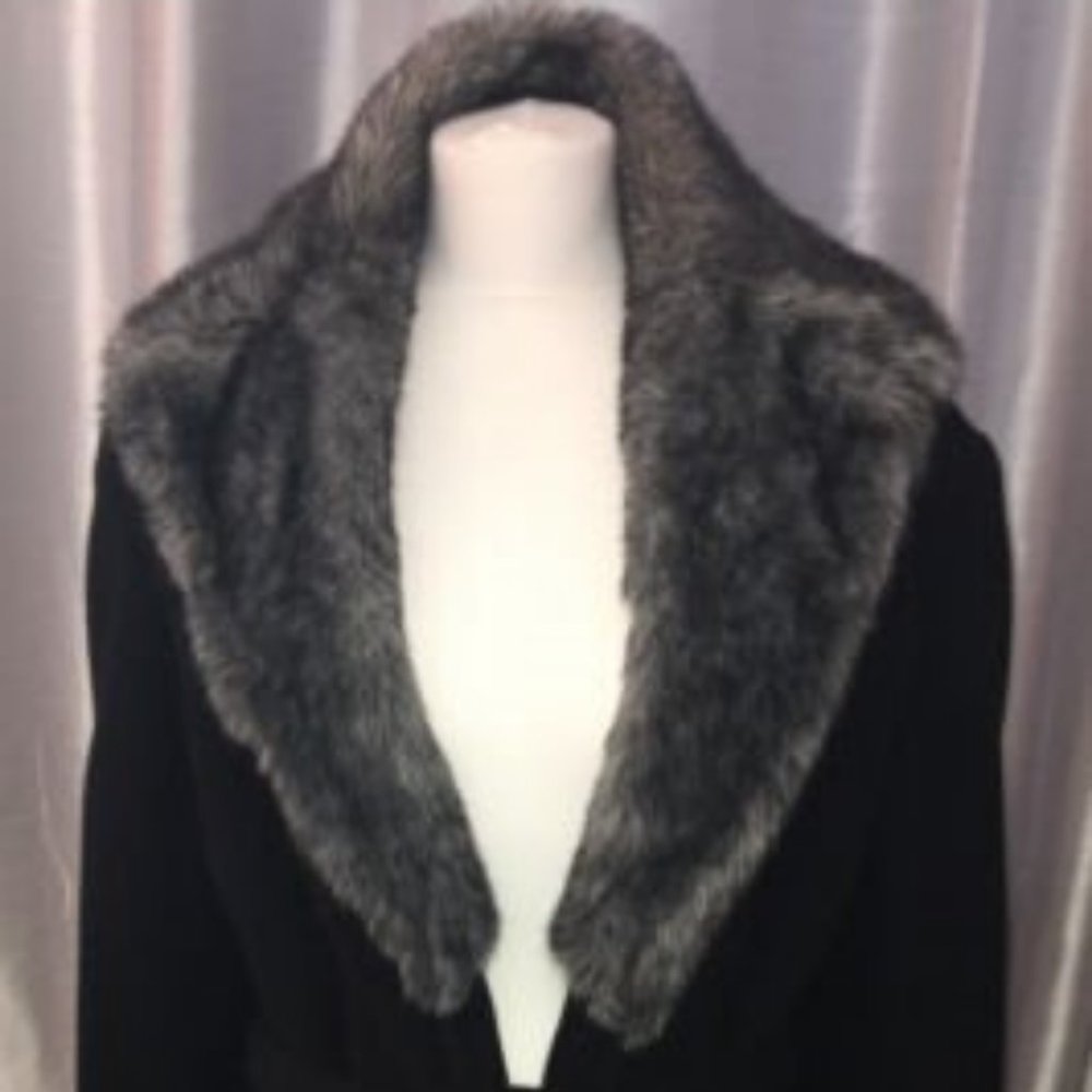 TALL BLACK WINTER TRENCH COAT-SIZE 12